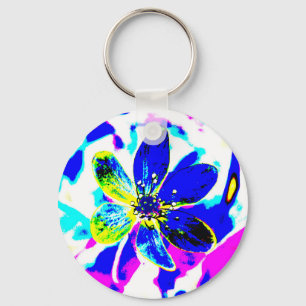 blauwe anemone sleutelhanger