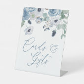 Blauwe Anemonen Bloemen Douche Kaarten & Cadeaubor Reclamebord Met Voetstuk (Voorkant)