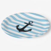 Blauwe anker, bootanker, scheepsanker, strips papieren bordje (Gekanteld)