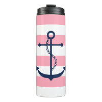 Blauwe anker op roze strepen