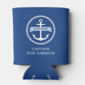 Blauwe ankergrenspaander en bootnaam blikjeskoeler (Achterkant)