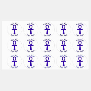 Blauwe Ankh Circle Adhesive Labels