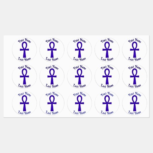Blauwe Ankh Circle Adhesive Labels (Vel)