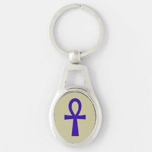 Blauwe Ankh Premium Metalen Sleutelhangers