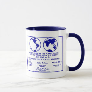 Blauwe "APOLLO PLAQUE/MISSION PLAN"-koffie-Mok Mok