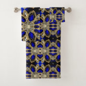 blauwe appelmoeras goudiamantneushoorn bad handdoek (Insitu)