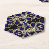 blauwe appelmoeras goudiamantneushoorn kartonnen onderzetters (Schuin)