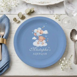 Blauwe Aqiqah Baby Jongen Papieren Borden Bordje