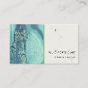 BLAUWE AQUA BLAUWGROEN FLUID ACRYLIC RESIN ART VISITEKAARTJE