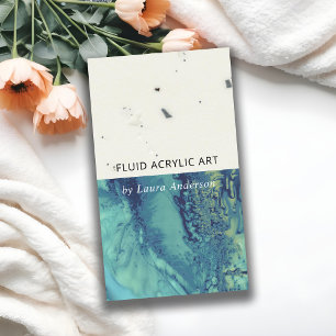 BLAUWE AQUA BLAUWGROEN FLUID ACRYLIC RESIN ART VISITEKAARTJE