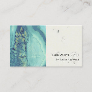 BLAUWE AQUA BLAUWGROEN FLUID ACRYLIC RESIN ART VISITEKAARTJE
