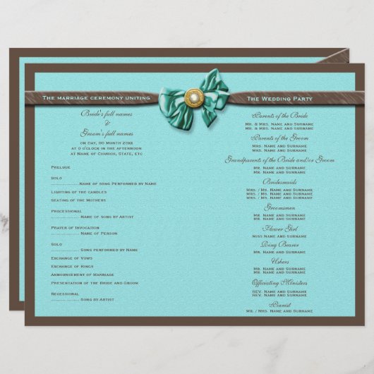 Blauwe aqua bruine gem-buisbloem (Voorkant / Achterkant)