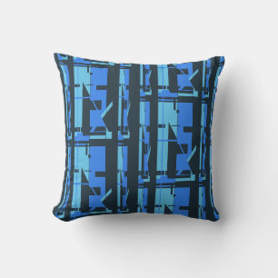 Blauwe Aqua Navy Southwest Look Tribal Art Mozaïek Kussen