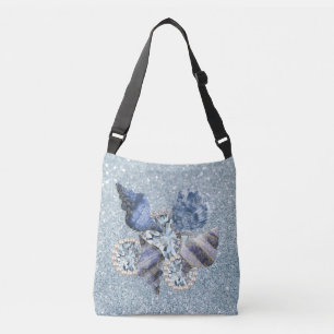 Blauwe Aquamarine Schelpen &Jewels Nep Glitters Crossbody Tas