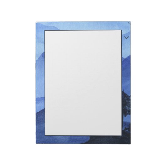 Blauwe aquarel bergen notitieblok (Gedraaid)