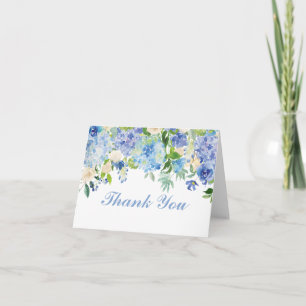 Blauwe Aquarel Bloemen Bedankkaart