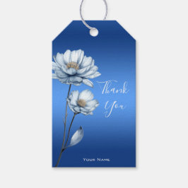 Blauwe Aquarel Bloemen Cadeaubijsluiter Cadeaulabel