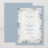 Blauwe Aquarel Bloemen Kaart (Voorkant / Achterkant)