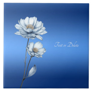 Blauwe Aquarel Bloemen Keramische Tegel Tegeltje