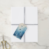 Blauwe Aquarel Ephemera Cadeaulabel (Met Touw)