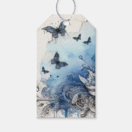 Blauwe Aquarel Ephemera Cadeaulabel
