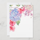 Blauwe Aquarel Hortensia Bloemen Bruiloft Kaart (Achterkant)
