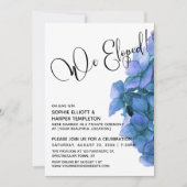 Blauwe Aquarel Hydrangea We Eloped! Typografie Kaart (Voorkant)