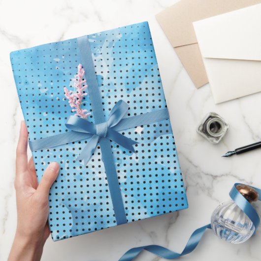 Blauwe aquarel met Dot Pattern Wrapping Paper Cadeaupapier (Geschenken)