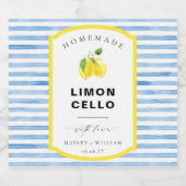 Blauwe Aquarel Streep Limoncello Favor Likeurfles Etiket (Enkel label)