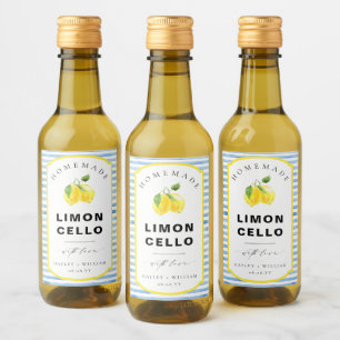 Blauwe Aquarel Streep Limoncello Favor Wijn Etiket