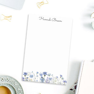 Blauwe Aquarel Tuin met Wilde Bloemen Post-it® Notes