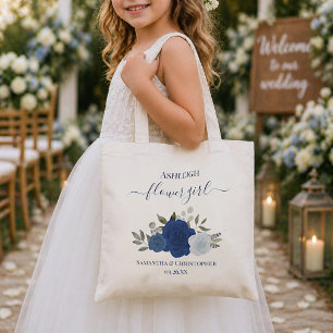 Blauwe Aquarelrozen Elegante Bloemenmeisjes Bruilo Tote Bag