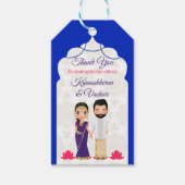 Blauwe Arabische boog grens Tamil Telugu bruiloft Cadeaulabel (Voorkant)