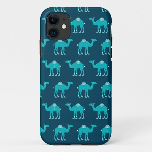 Blauwe arabische india kamelenpatroon Case-Mate iPhone case (Achterkant)