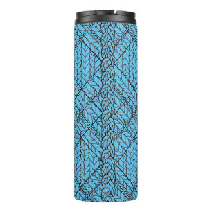 BLAUWE ARGYLE BREI Thermische Tumbler Thermosbeker
