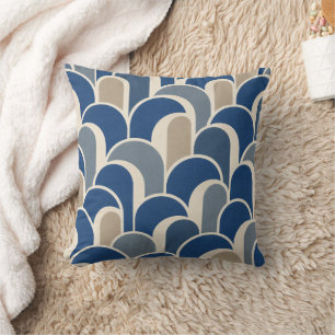 Blauwe Art Deco Boog Worpkussen Kussen