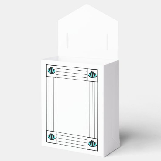 Blauwe Art Deco Design Bruiloft Bedankdoosjes (Geopend)