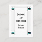 Blauwe Art Deco Design Bruiloft Plaatskaartje (Achterkant)