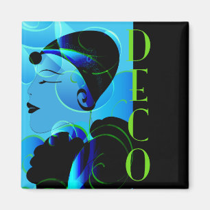 Blauwe Art Deco magneet