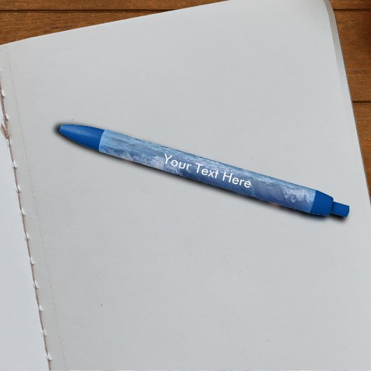 Blauwe Atlantische oceaangolven wolken hemelfoto Zwarte Inkt Pen