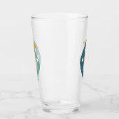 Blauwe atoomboemerangs Mid Century Modern Glas (Links)