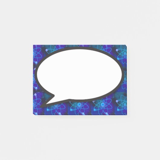 Blauwe atoomstructuur Speech Bubble Science Post-it® Notes (Voorkant)