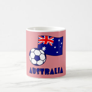 Blauwe Australische Voetbal Vlag Roze Achtergrond  Koffiemok