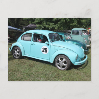 Blauwe auto briefkaart