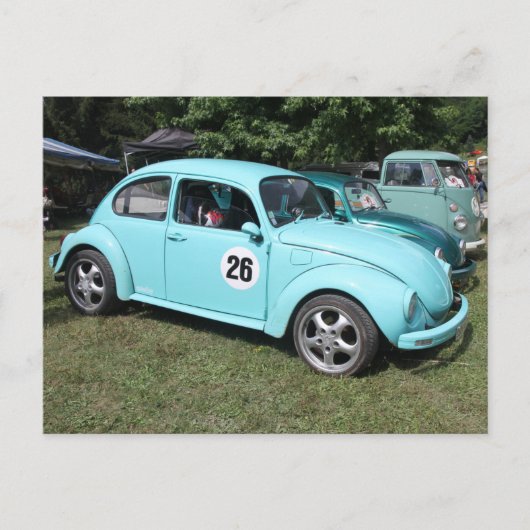 Blauwe auto briefkaart (Voorkant)