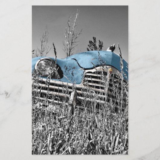 blauwe auto briefpapier (Voorkant)
