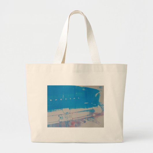 Blauwe auto grote tote bag (Voorkant)