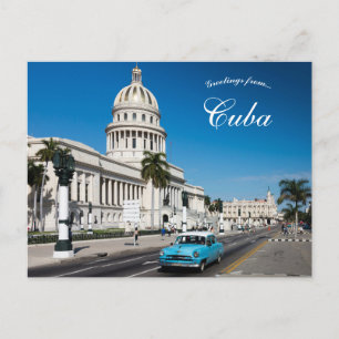 Blauwe auto in Havana Cuba Briefkaart