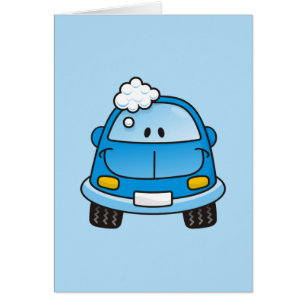 Blauwe auto met bellen