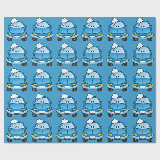 Blauwe auto met bellen cadeaupapier (Vlak)